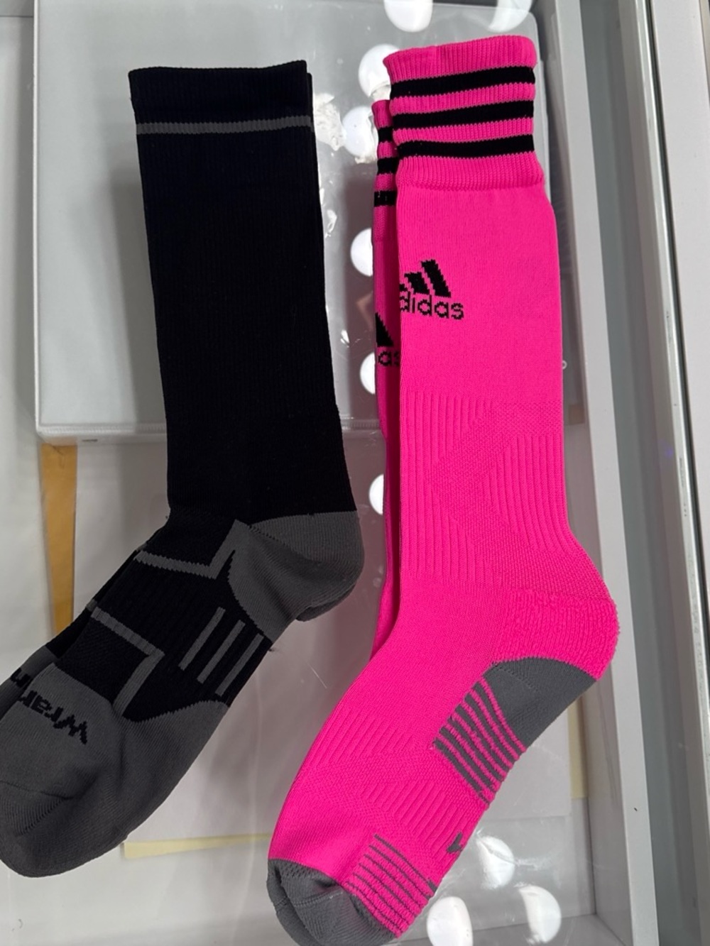 adidas Women”s Athletic Crew Socks - Hot Pink & Black Wrangler socks